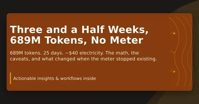 Three and a Half Weeks, 689M Tokens, No Meter featured image